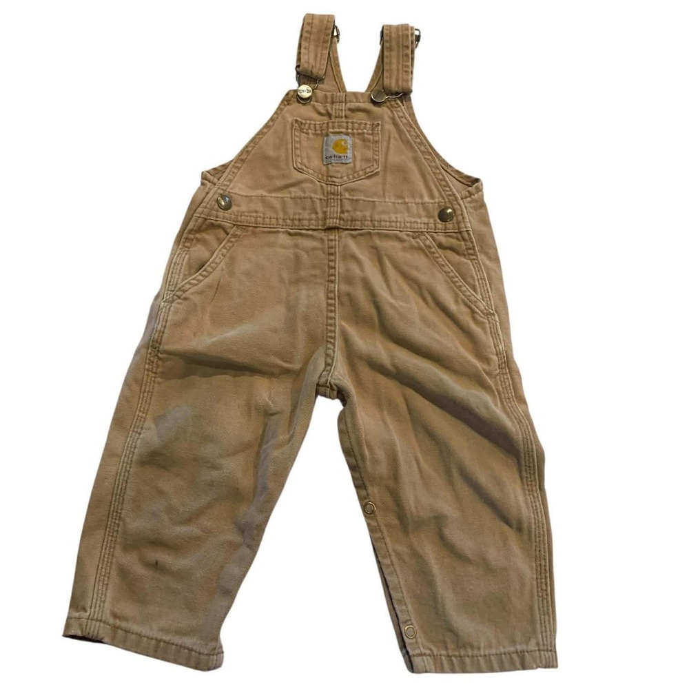 Carhartt Toddler Overalls 18-24M Brown Duck Canvas Workwear Aesthetic Unisex‎